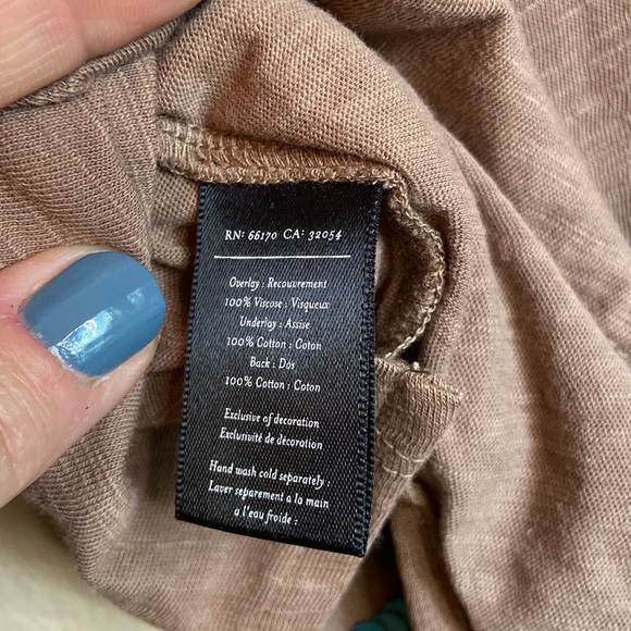 DELETTA ANTHROPOLOGIE S Sequined Beaded Sleeveless Cap Sleeve Shirt Top Tan Blue - Picture 15 of 16